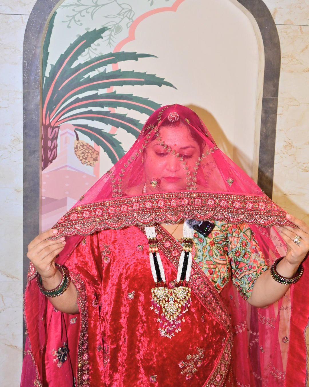 Luxury Bridal Red Velvet Lehenga with Heavy Hand Embroidery & Zari Work
