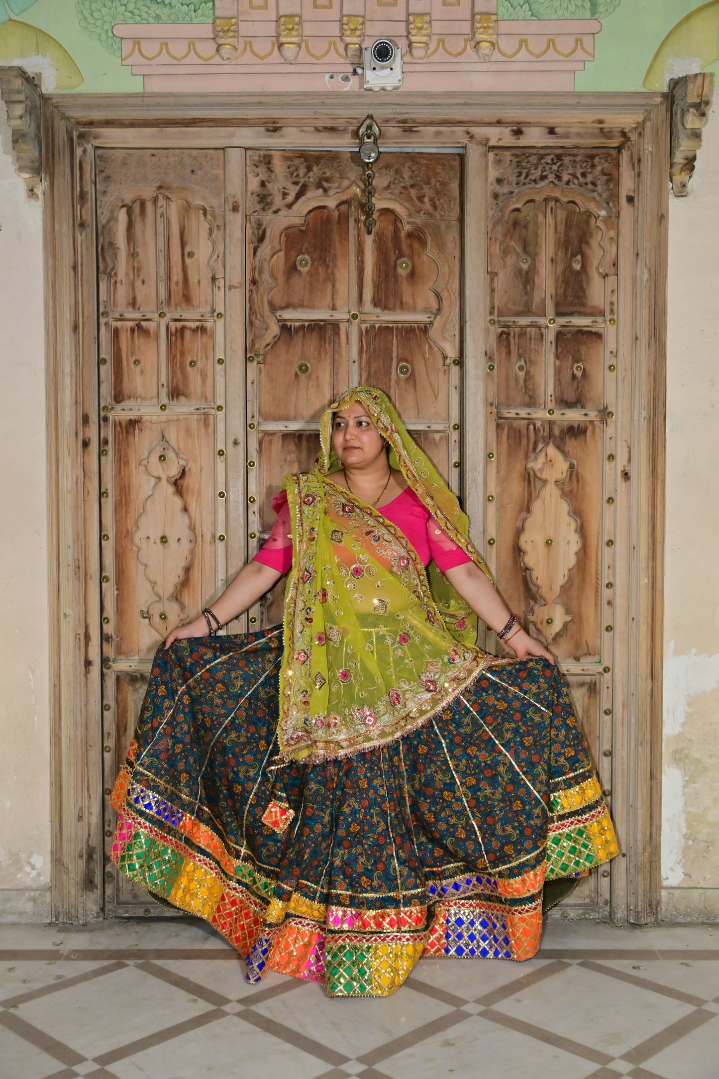 Multicolor Rajasthani Lehenga with Gota Patti Dupatta