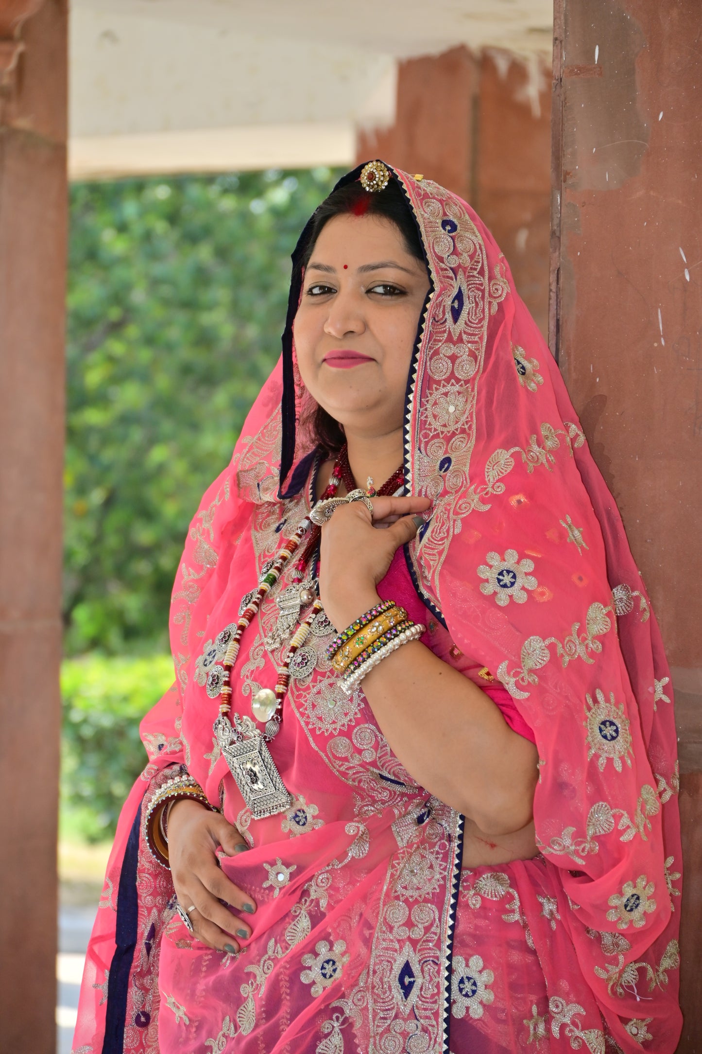 Rajasthani Pink Lehenga Choli with Mirror Embroidery