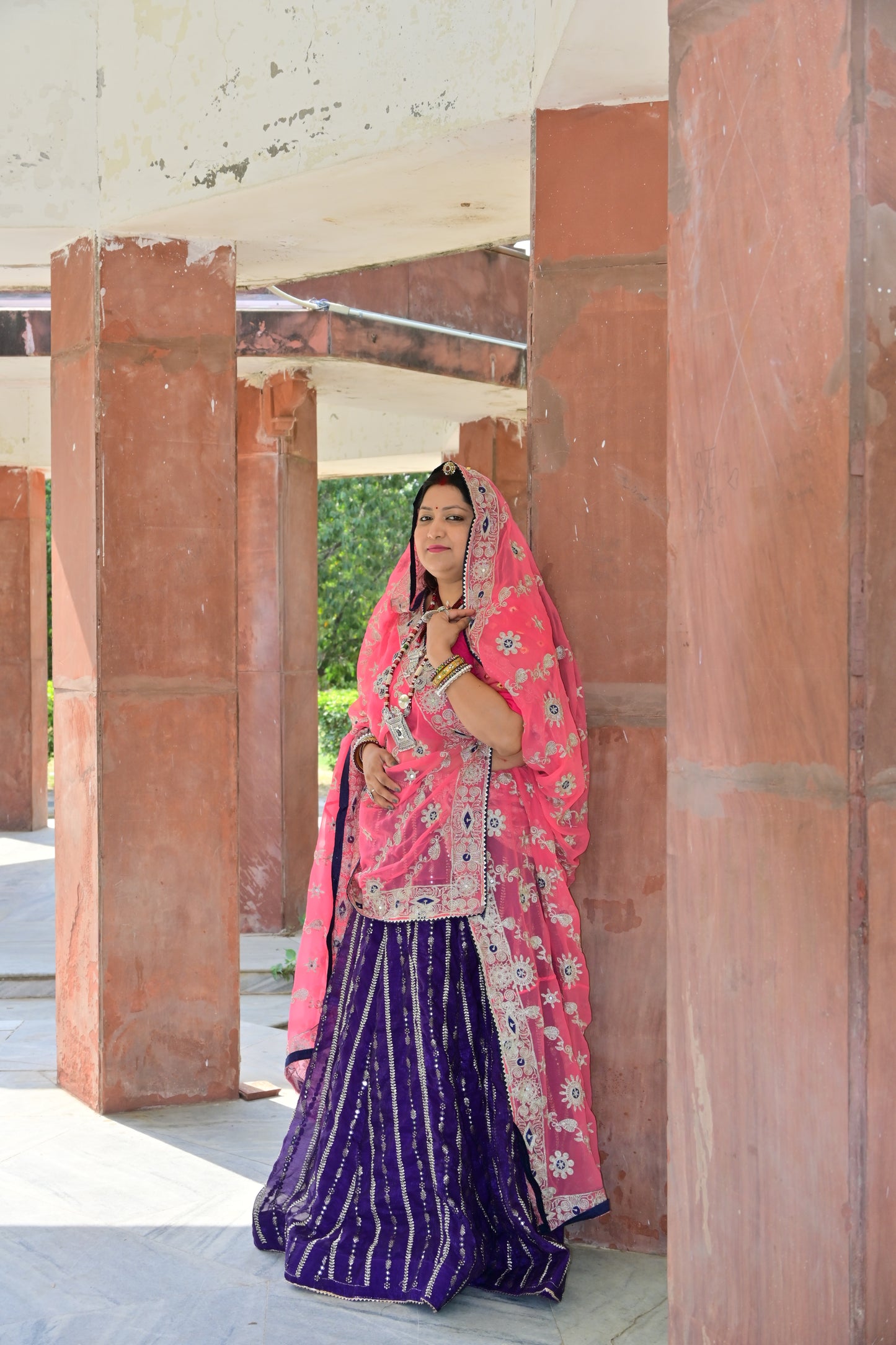 Rajasthani Pink Lehenga Choli with Mirror Embroidery