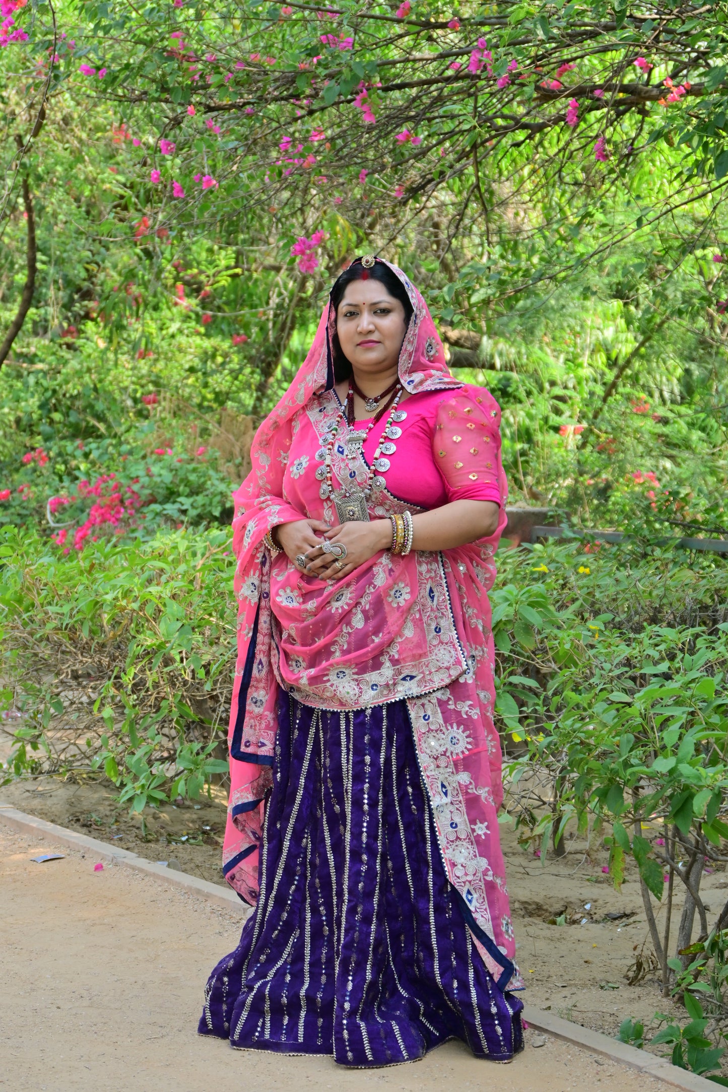 Rajasthani Pink Lehenga Choli with Mirror Embroidery