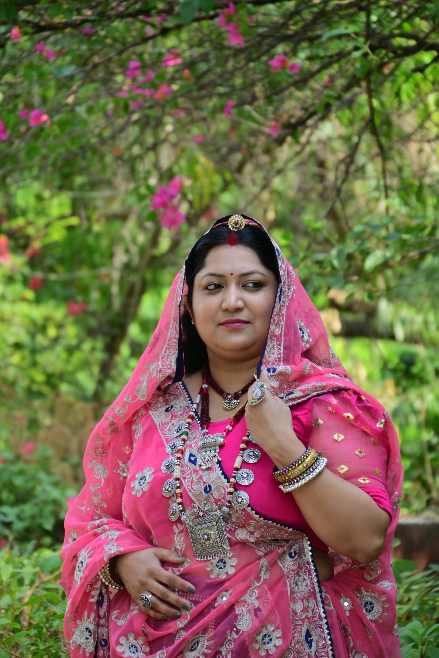 Rajasthani Pink Lehenga Choli with Mirror Embroidery