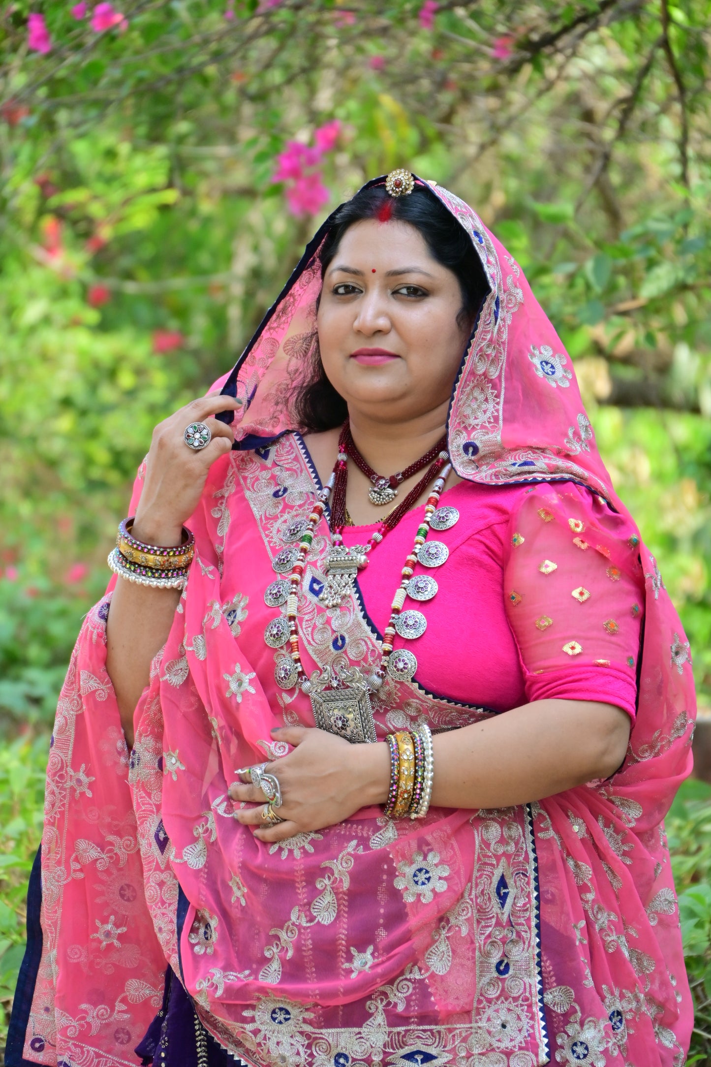 Rajasthani Pink Lehenga Choli with Mirror Embroidery