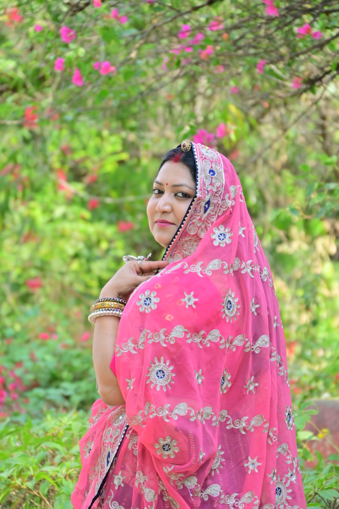 Rajasthani Pink Lehenga Choli with Mirror Embroidery