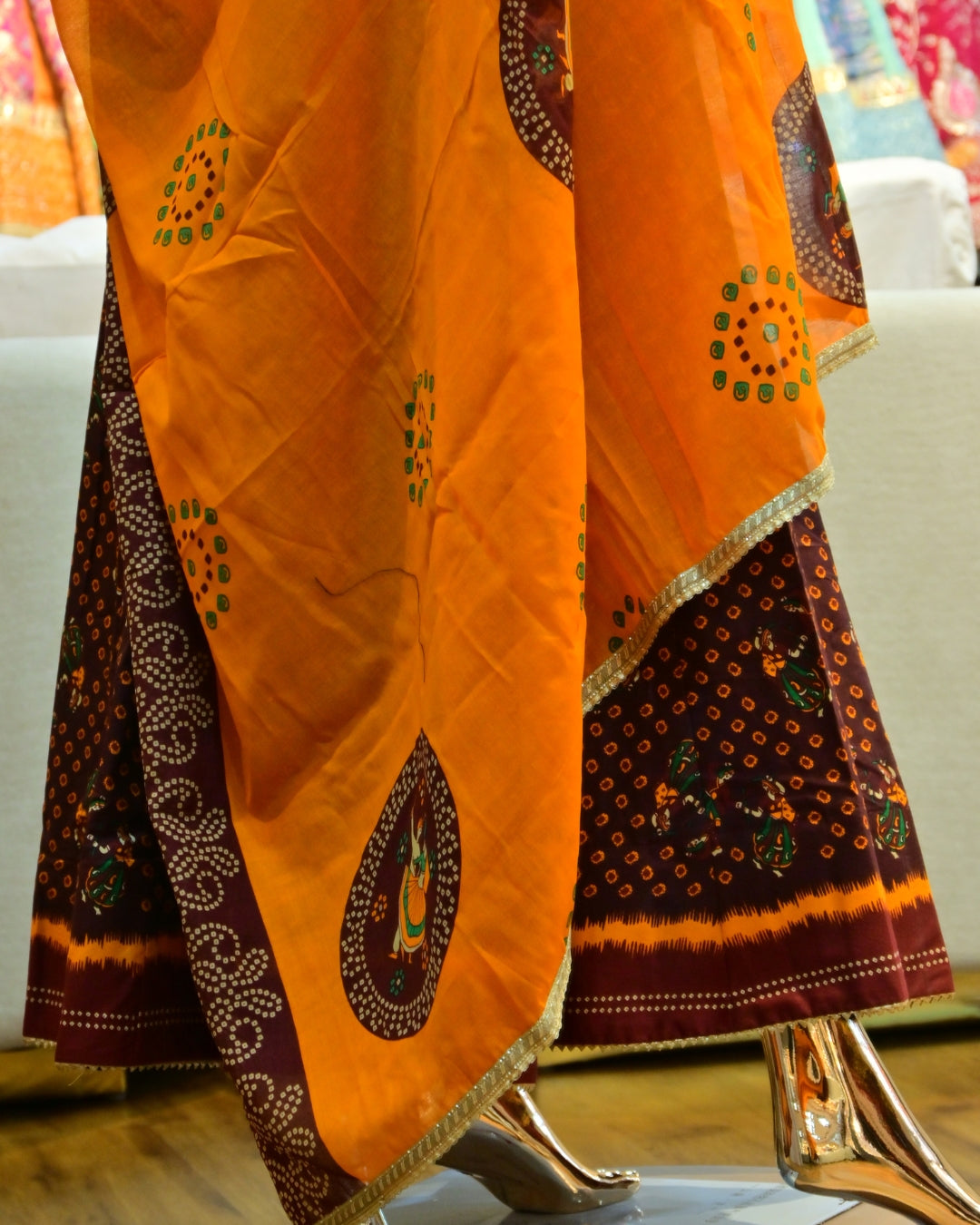 Folk motif lehenga with odhani