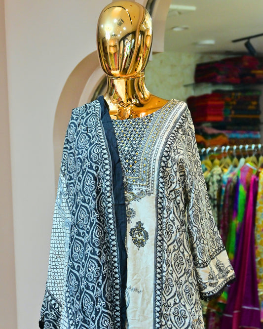Black white printed kurti set Jaipur