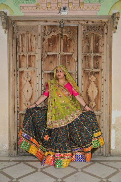 Multicolor Rajasthani Lehenga with Gota Patti Dupatta