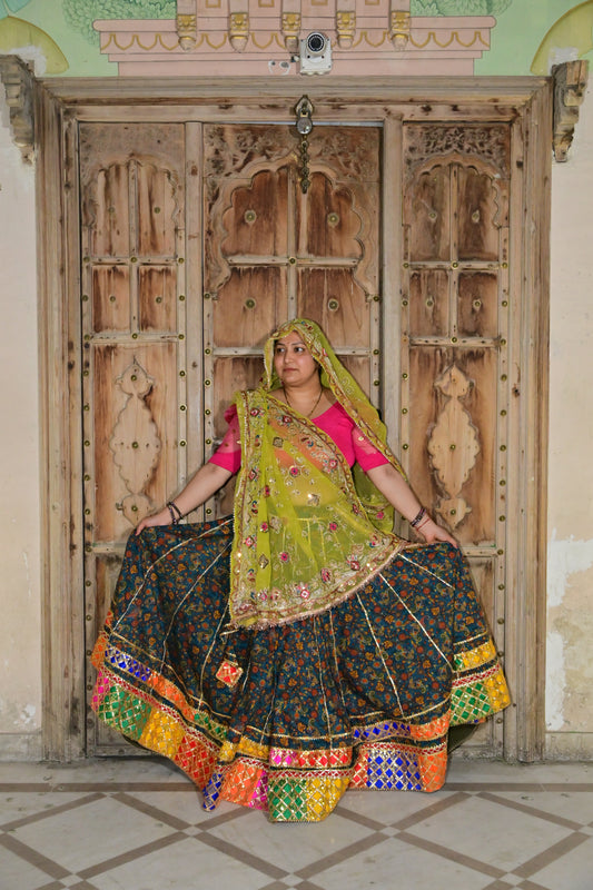 Multicolor Rajasthani Lehenga with Gota Patti Dupatta