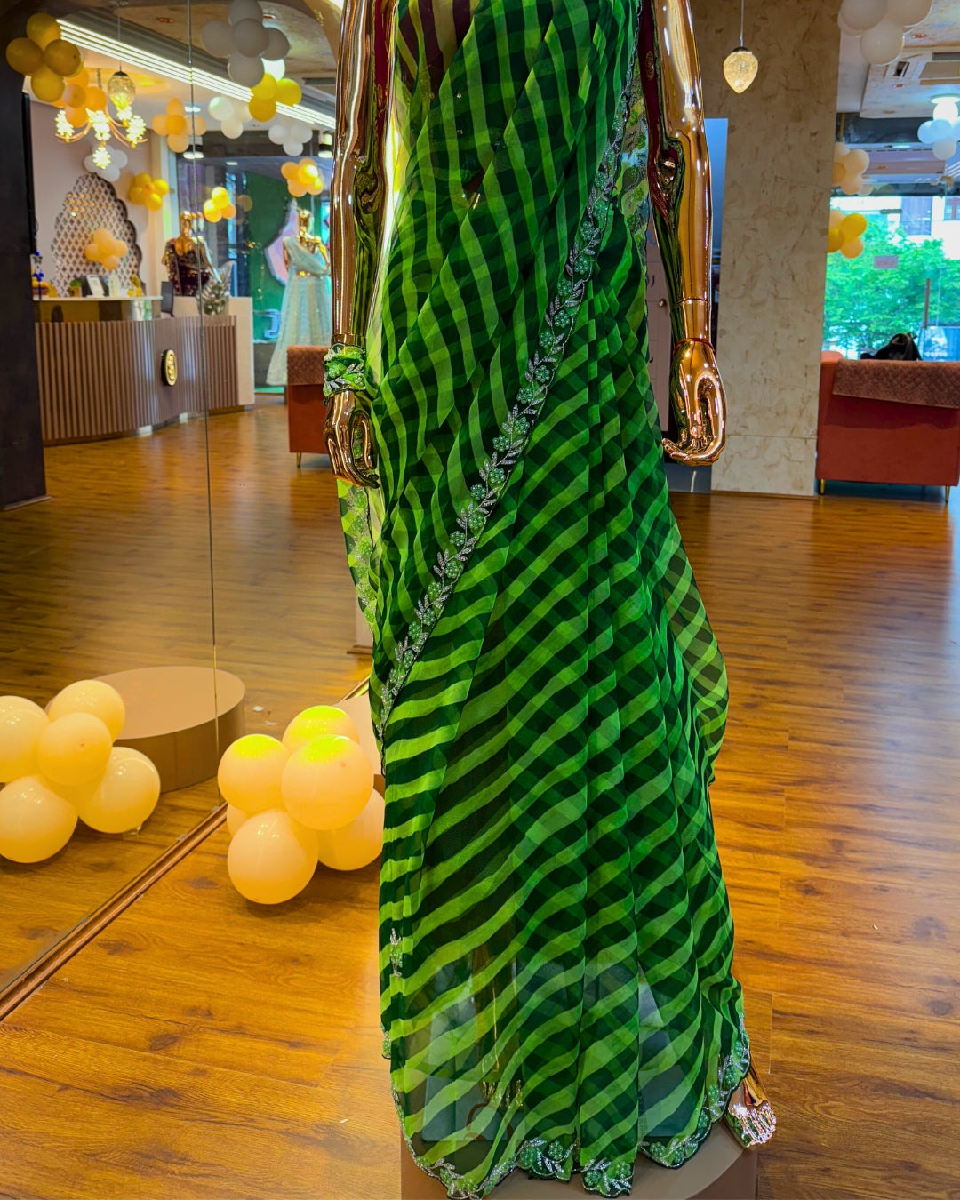 Green georgette saree online